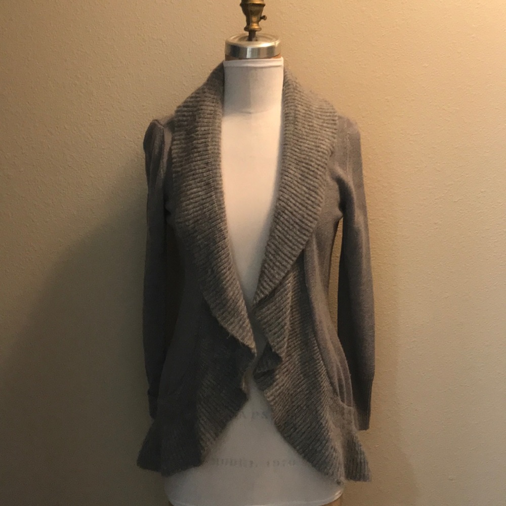 Grey ruffled sweater